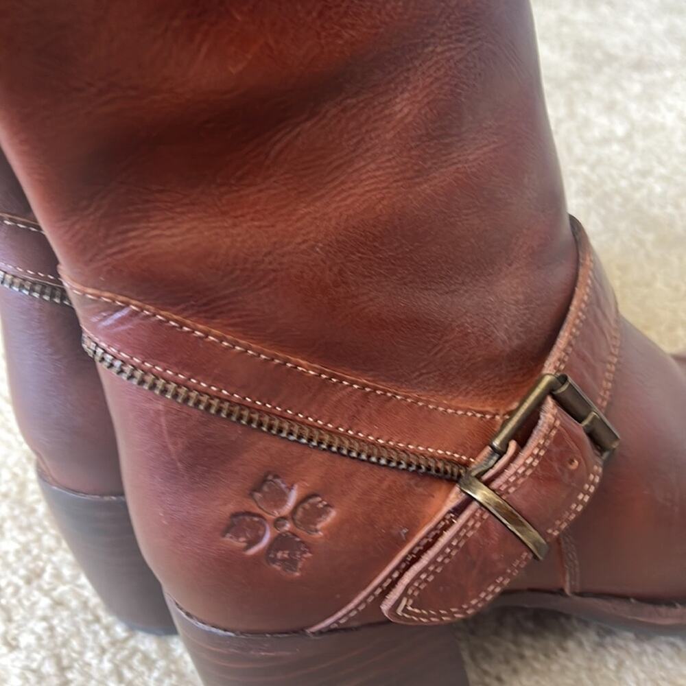 Patricia Nash Lombardy Brown Leather Buckle Chunky Heel Mid Western Cowgirl Boot - Picture 7 of 15